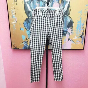 Loft White Black Buffalo Plaid Skinny Ankle